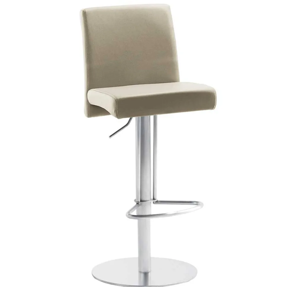 Design Barstuhl in Taupe & Edelstahl - Forcelan