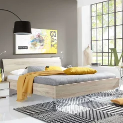 Design Bett Agosta in Eiche Sägerau