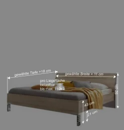 Design Bett Agosta in Eiche Sägerau