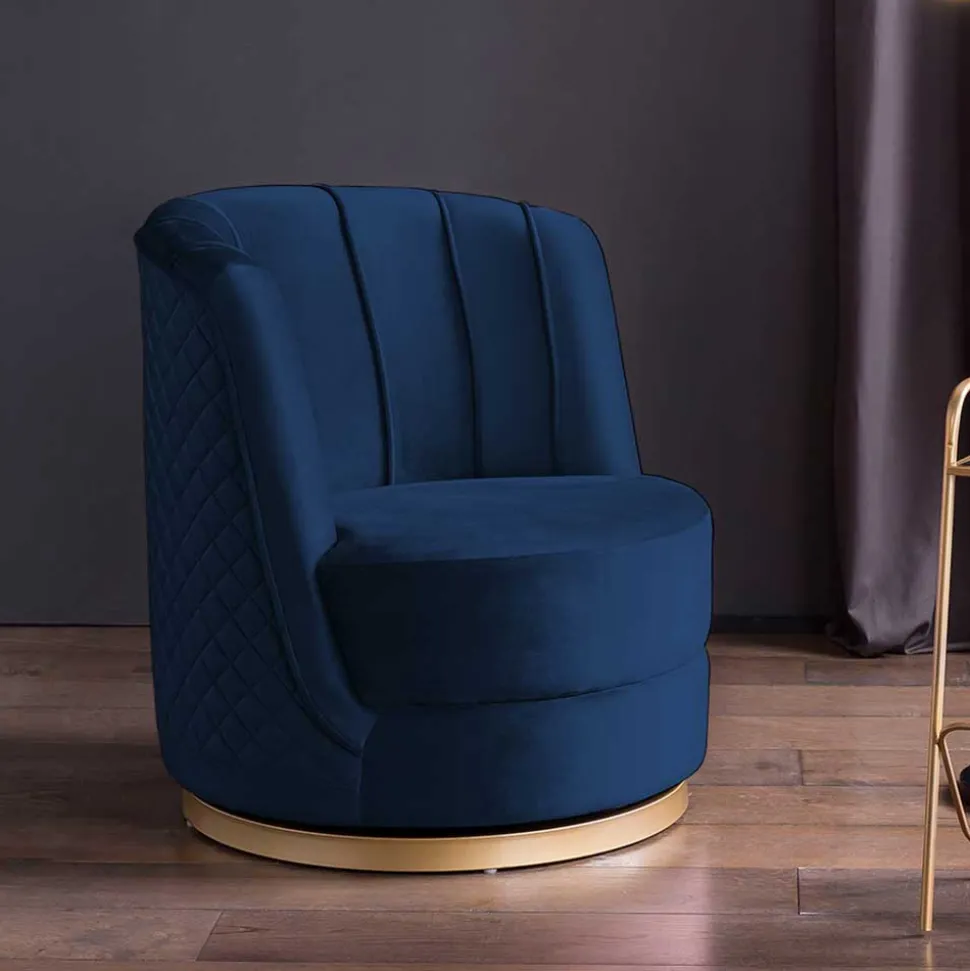 Design Cocktailsessel in Dunkelblau Samt - Sara