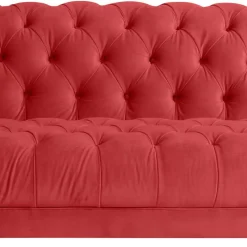 Design Dreisitzer aus Samtvelours in Rot - Rosanna