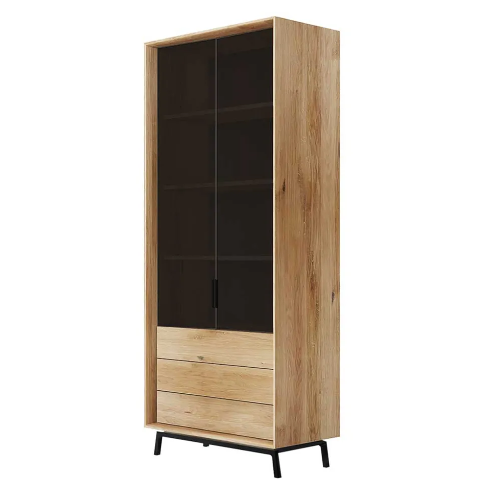 Design Eiche Schrank mit getönten Glastüren - Fabiella