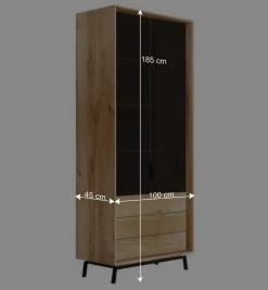 Design Eiche Schrank mit getönten Glastüren - Fabiella