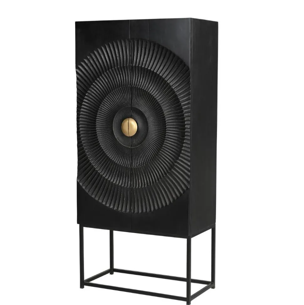 Design Highboard in Schwarz und Gold - Oglio