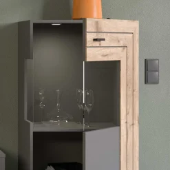 Design Highboard mit Glas 60x117x37 cm - Scarlett