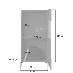 Design Highboard mit Glas 60x117x37 cm - Scarlett