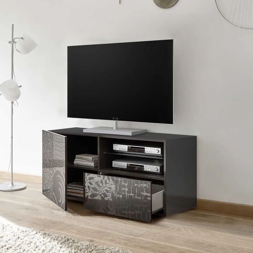 Design Hochglanz TV Element in Anthrazit - Ipatal