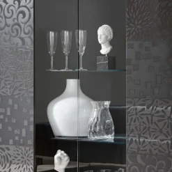 Design Hochglanz Vitrine in Anthrazit - Ipatal