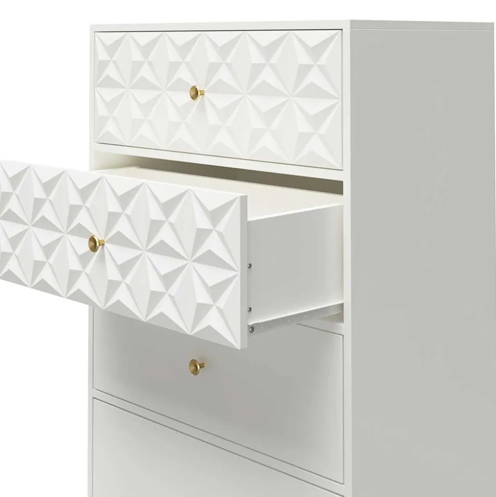 Design Hochkommode in Weiß & Gold - Fiolpedo