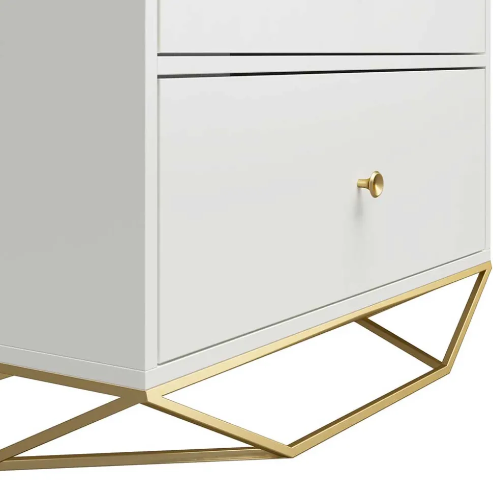 Design Hochkommode in Weiß & Gold - Fiolpedo