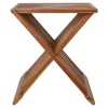 Design Hocker in X-Form aus Teak Massivholz - Zalya