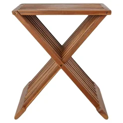 Design Hocker in X-Form aus Teak Massivholz - Zalya