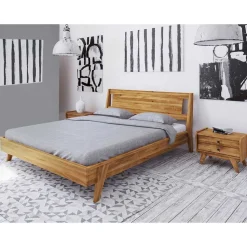 Design Holzbett aus Wildeiche - Hardus (dreiteilig)
