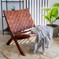 Design Lounge Stuhl aus Leder Geflecht - Maisu