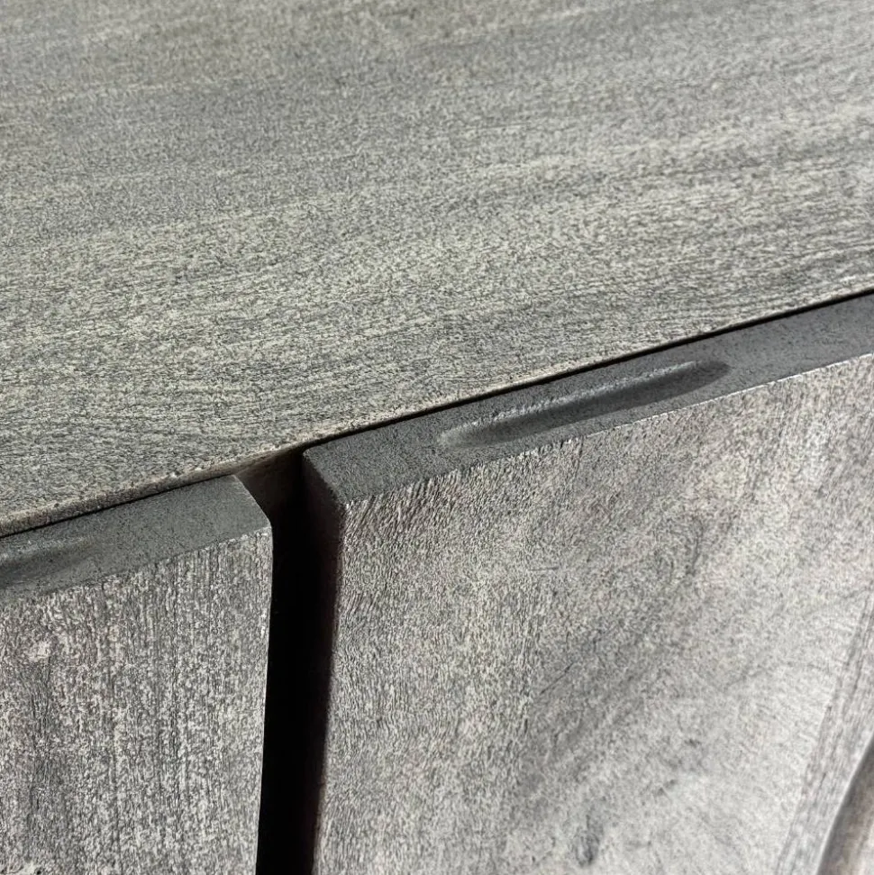 Design Lowboard in Grau und Chrom - Vientor