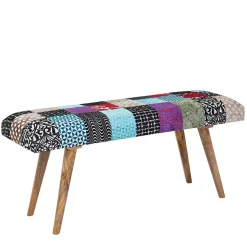 Design Polsterbank mit Samt Patchwork Bezug - Clarisa