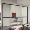 Design Schrank mit Spiegel & Glas Front Hellgrau - Capolyna