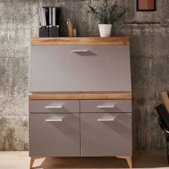 Design Sekretär in Grau & Eiche NB - Zella