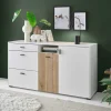 Design Sideboard in Mattweiß mit Wildeiche - Nenaloro