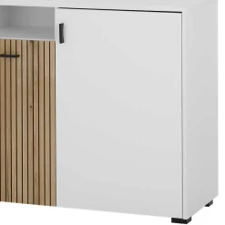Design Sideboard in Mattweiß mit Wildeiche - Nenaloro