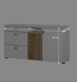 Design Sideboard in Mattweiß mit Wildeiche - Nenaloro