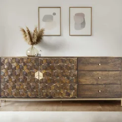 Design Sideboard in Walnussbraun und Gold - Feregato