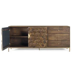 Design Sideboard in Walnussbraun und Gold - Feregato