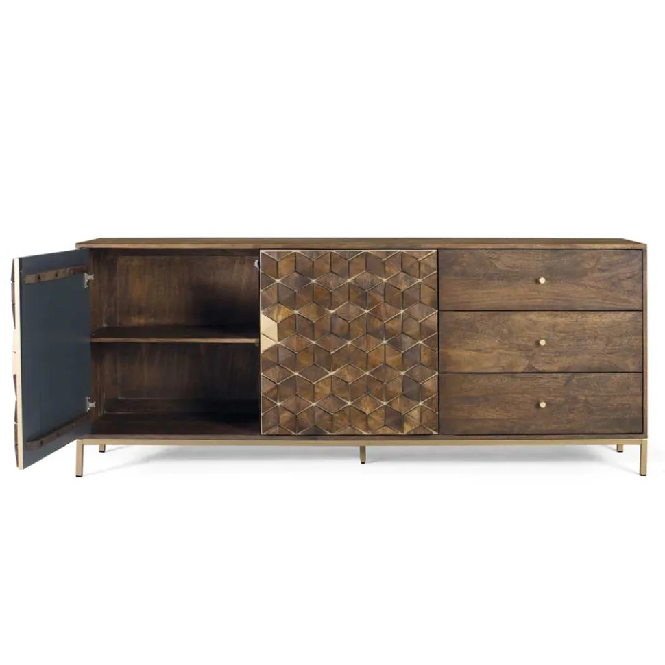 Design Sideboard in Walnussbraun und Gold - Feregato