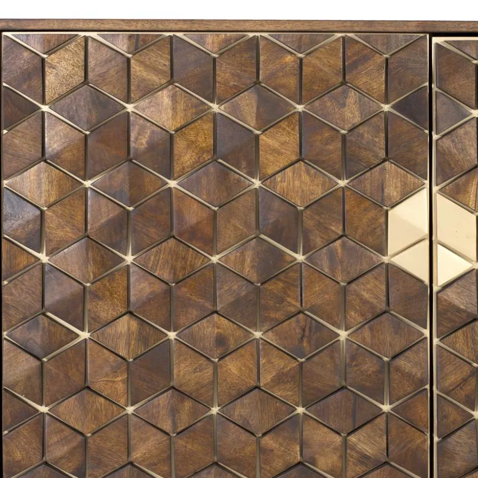 Design Sideboard in Walnussbraun und Gold - Feregato