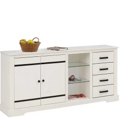 Design Sideboard in Weiß mit Schwarz - Manduza
