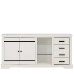 Design Sideboard in Weiß mit Schwarz - Manduza