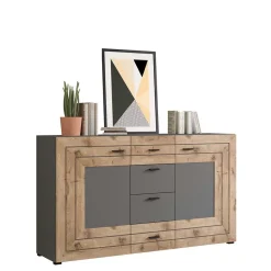 Design Sideboard in Wildeiche NB & Grau - Scarlett