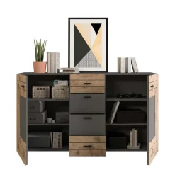 Design Sideboard in Wildeiche NB & Grau - Scarlett