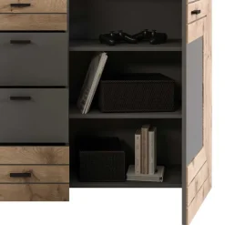 Design Sideboard in Wildeiche NB & Grau - Scarlett
