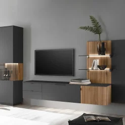 Design TV Anbauwand zweifarbig - Cruzca (dreiteilig)