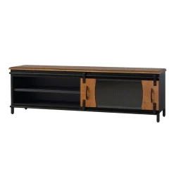 Design TV Lowboard aus Mangoholz und Metall - Aglia