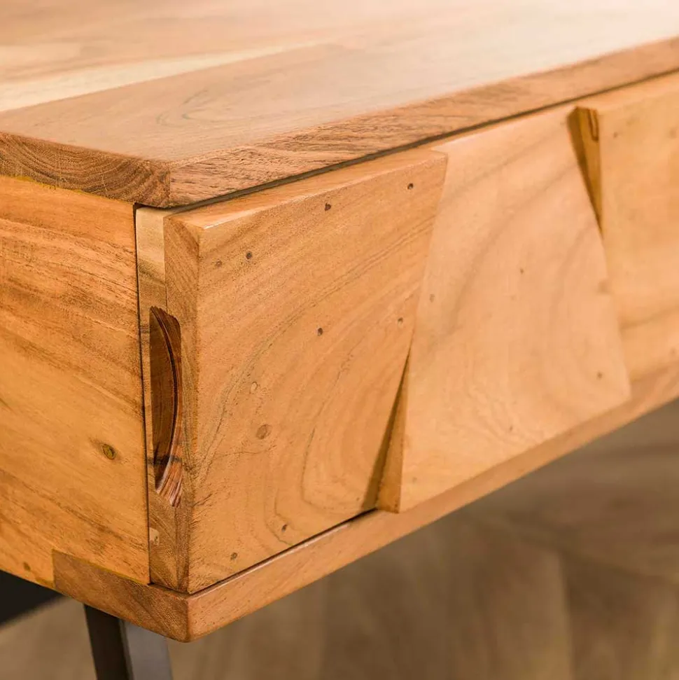 Design TV Tisch mit Schubladen aus Akazie - Tomya
