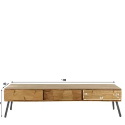 Design TV Tisch mit Schubladen aus Akazie - Tomya