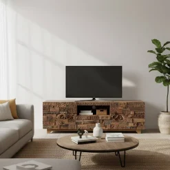 Design TV-Lowboard aus Mangoholz rustikal - Lacid