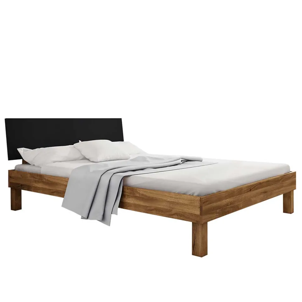 Design Wildeichebett mit schwarzem Kopfteil - Olbysca I