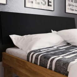 Design Wildeichebett mit schwarzem Kopfteil - Olbysca I