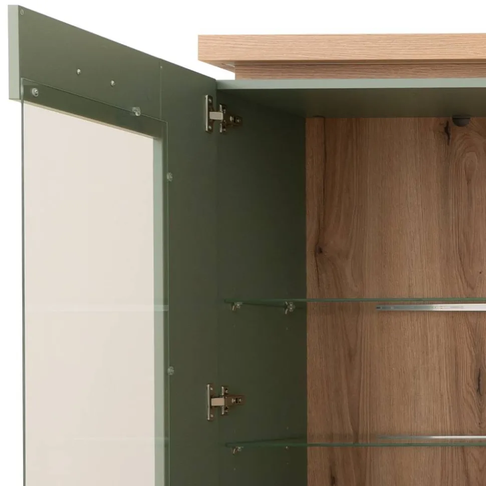 Design Wohnwand in Graugrün und Eiche - Kwin (dreiteilig)