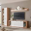 Design Wohnwand Set in Mattweiß - Adejano (dreiteilig)