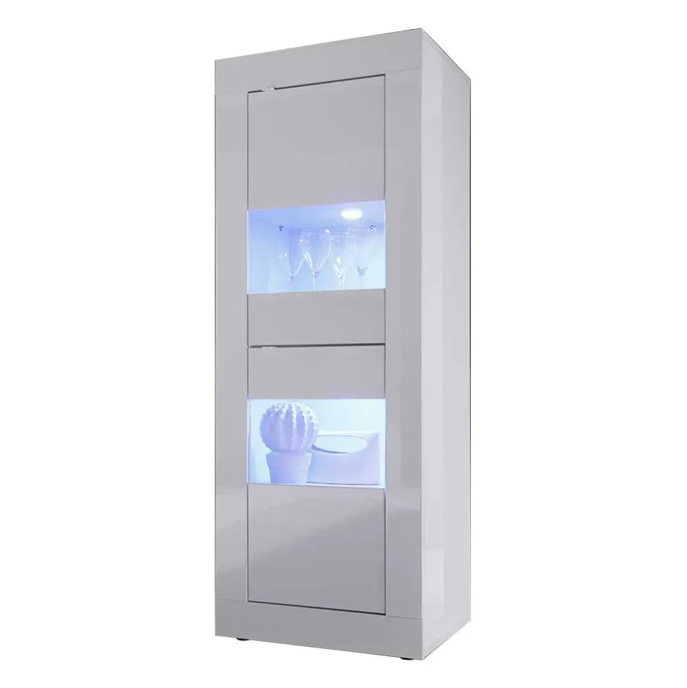 Design Wohnzimmer Vitrine in Hochglanz Weiß - Sogno