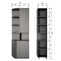 Design Wohnzimmerschrank links abgerundet - Niwidus