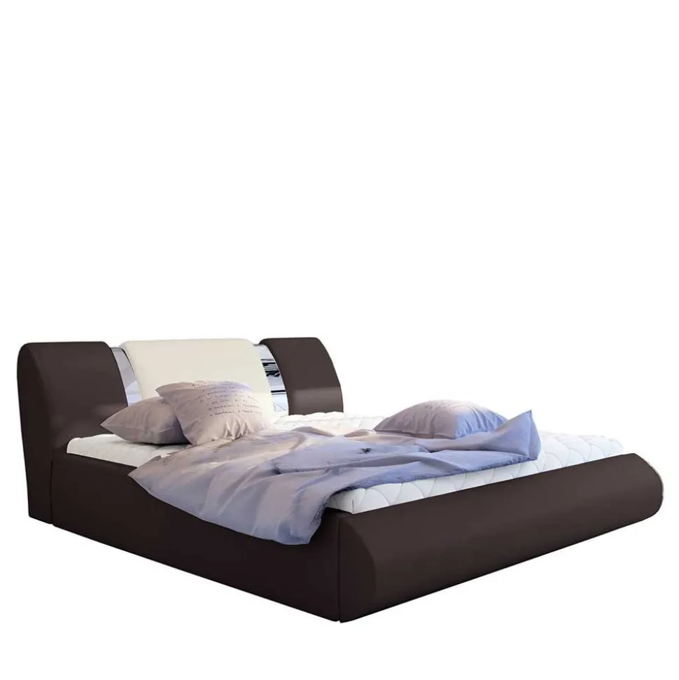 Designbett in Dunkelbraun mit Creme - Dyronna