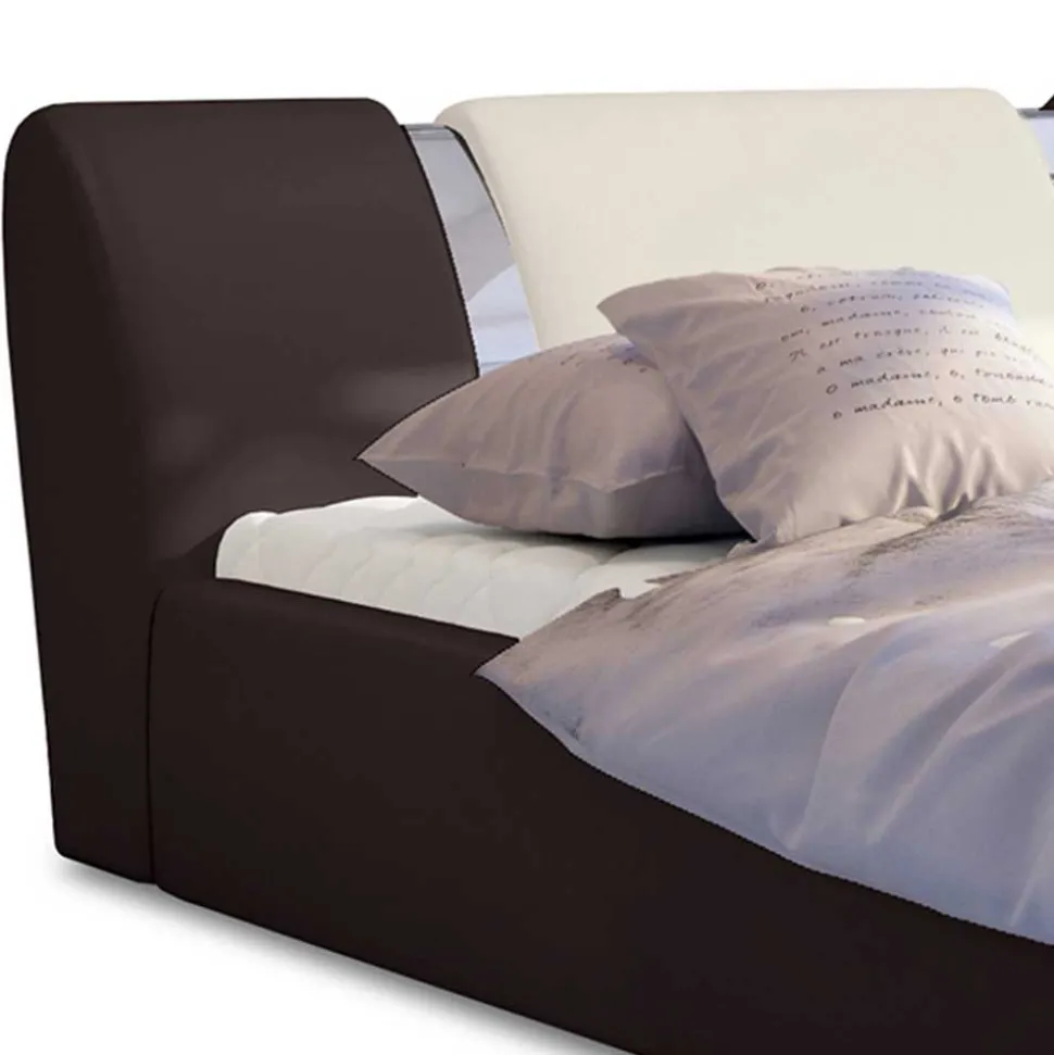Designbett in Dunkelbraun mit Creme - Dyronna