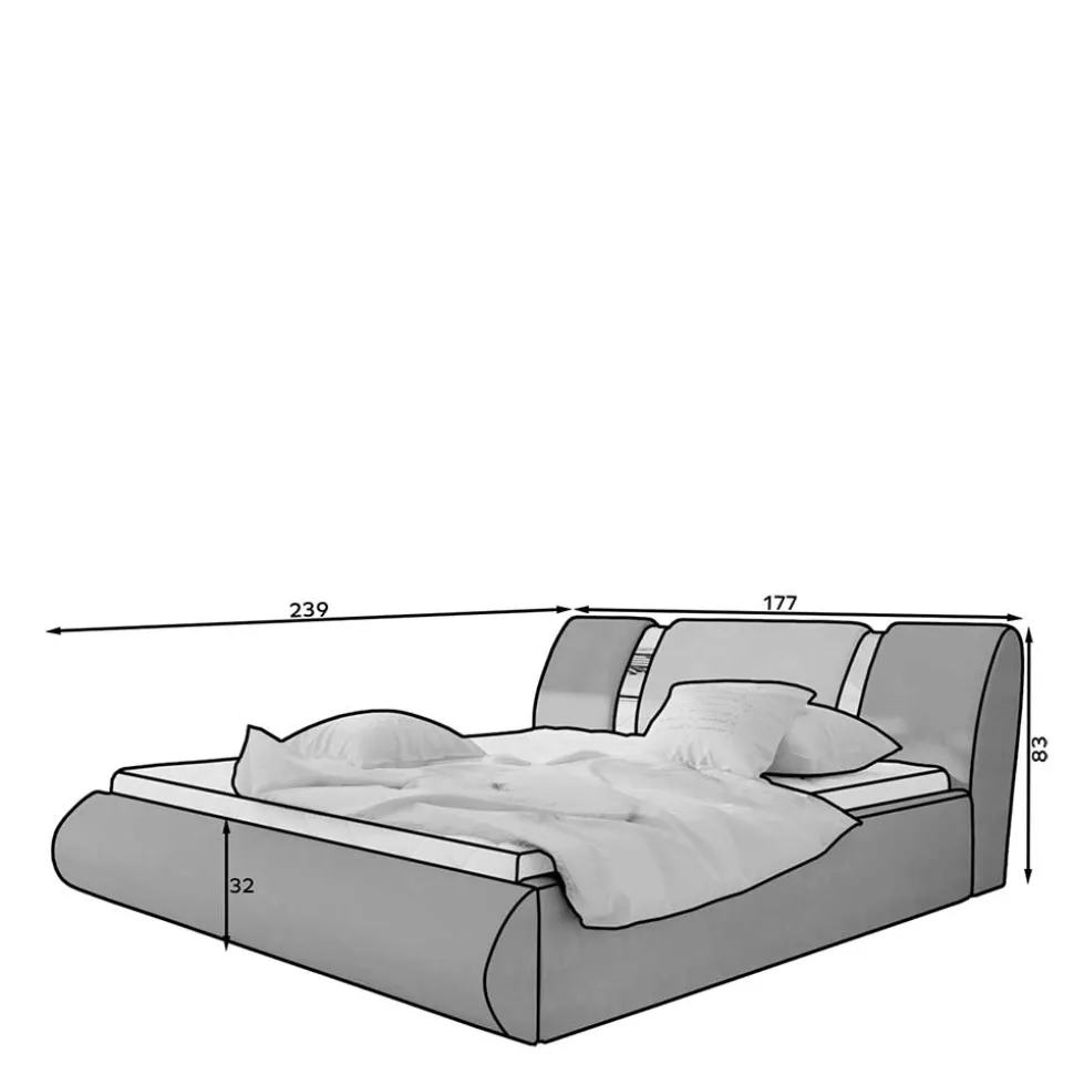 Designbett in Dunkelbraun mit Creme - Dyronna