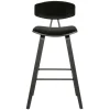 Designer Barstuhl in Schwarz Samt - Laccaro (2er Set)