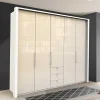Designer Kleiderschrank mit Glasbeschichtung Creme - Zidarie